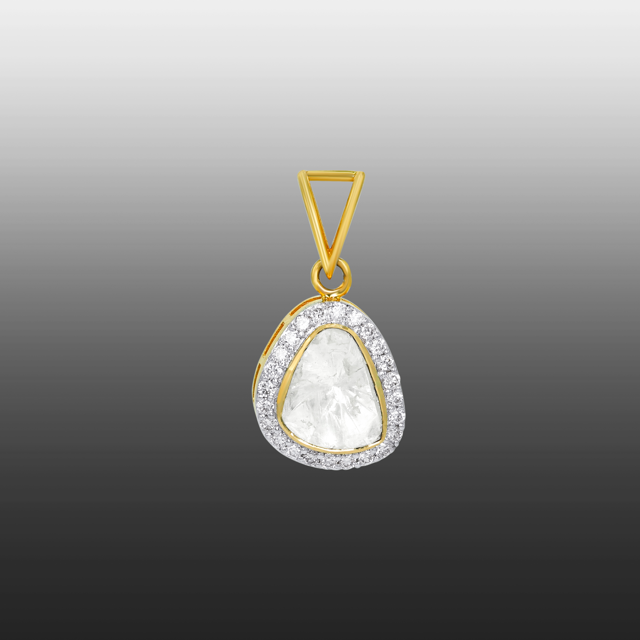Minimalist Polki Pendant with Diamond Halo